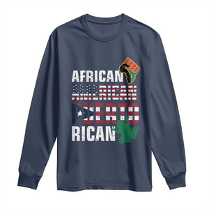 African American Puerto Rican Pride Long Sleeve Shirt TS09 Navy Print Your Wear