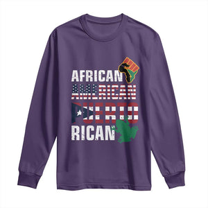 African American Puerto Rican Pride Long Sleeve Shirt TS09 Purple Print Your Wear