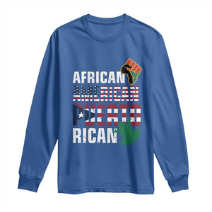 African American Puerto Rican Pride Long Sleeve Shirt TS09 Royal Blue Print Your Wear