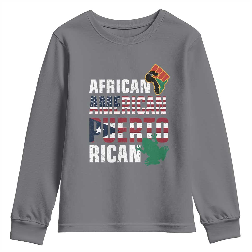African American Puerto Rican Pride Youth Sweatshirt TS09 Charcoal Print Your Wear