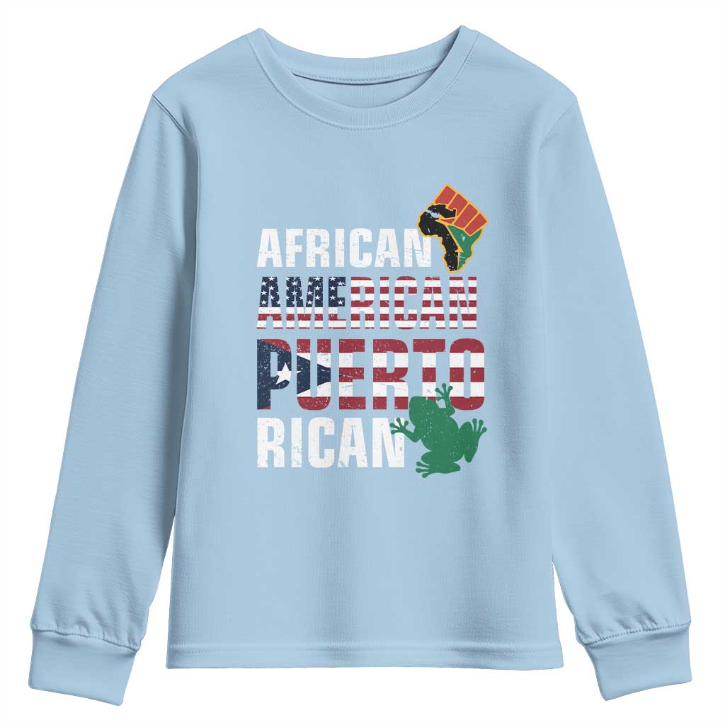 African American Puerto Rican Pride Youth Sweatshirt TS09 Light Blue Print Your Wear