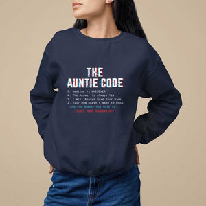 Funny Aunt Sweatshirt The Auntie Code Hugs Are Mandatory TS09 Navy Print Your Wear