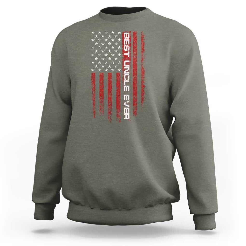 Best Uncle Ever US Flag Uncle's Day Sweatshirt TS09 Military Green Print Your Wear