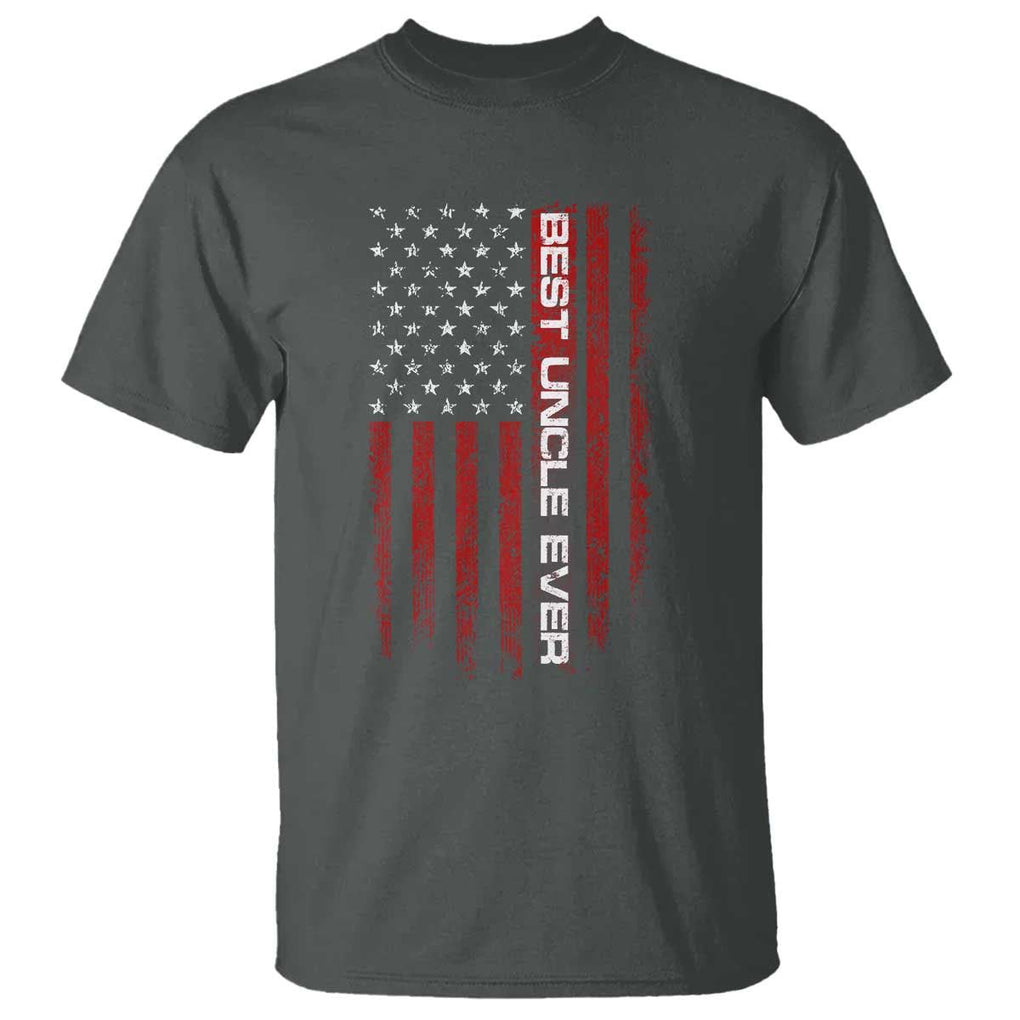 Best Uncle Ever US Flag Uncle's Day T Shirt TS09 Dark Heather Print Your Wear