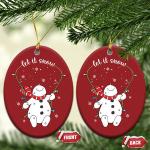 Let It Snow Cute Snowman Xmas Christmas Ornament TS09 Oval Red Print Your Wear