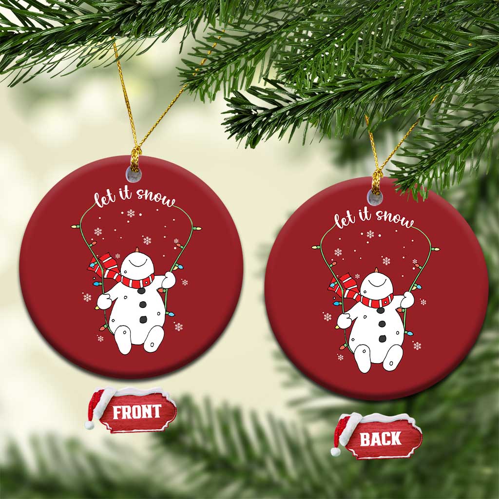 Let It Snow Cute Snowman Xmas Christmas Ornament TS09 Circle Red Print Your Wear