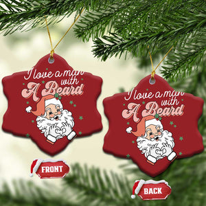 I Love A Man With A Beard Santa Xmas Christmas Ornament TS09 Snow Flake Red Print Your Wear