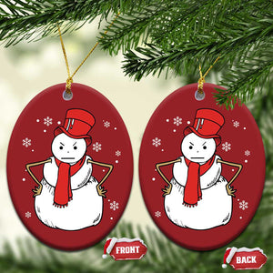 Angry Snowman Funny Xmas Christmas Ornament TS09 Oval Red Print Your Wear