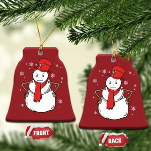 Angry Snowman Funny Xmas Christmas Ornament TS09 Bell Flake Red Print Your Wear