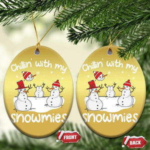 Funny Xmas Christmas Ornament Chillin With My Snowmies Funny Snowman Friendship TS09 Oval Gold Print Your Wear