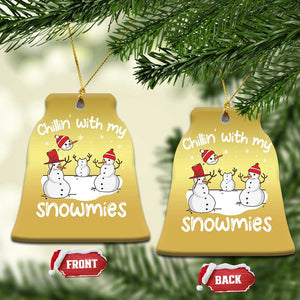 Funny Xmas Christmas Ornament Chillin With My Snowmies Funny Snowman Friendship TS09 Bell Flake Gold Print Your Wear