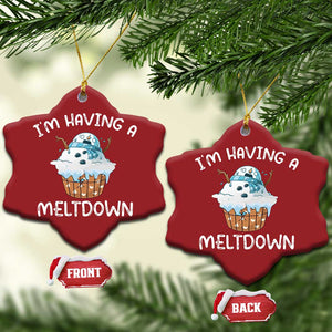 Funny Xmas Christmas Ornament I'm Having A Meltdown Snowman Melting Snow Icecream TS09 Snow Flake Red Print Your Wear