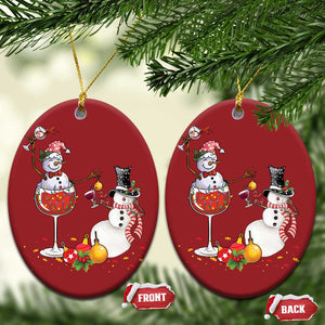 Funny Xmas Drinking Party Christmas Ornament Snowman Cheer Wine TS09 Oval Red Print Your Wear