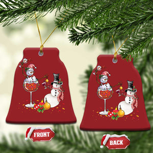 Funny Xmas Drinking Party Christmas Ornament Snowman Cheer Wine TS09 Bell Flake Red Print Your Wear