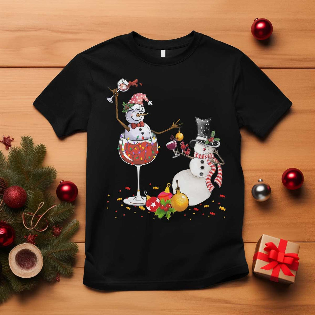 Christmas T Shirt Snowman Cheer Wine Beer Funny Xmas Drinking Party TS09 Black Print Your Wear