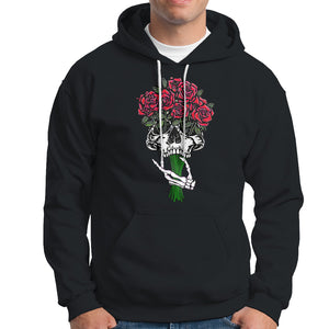 Skeleton Hand Red Rose Flowers Skull Hoodie TS09 Black Printyourwear