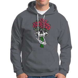 Skeleton Hand Red Rose Flowers Skull Hoodie TS09 Charcoal Printyourwear