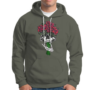 Skeleton Hand Red Rose Flowers Skull Hoodie TS09 Military Green Printyourwear