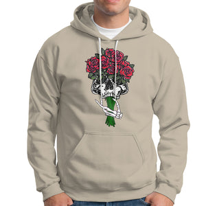 Skeleton Hand Red Rose Flowers Skull Hoodie TS09 Sand Printyourwear