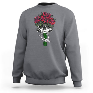 Skeleton Hand Red Rose Flowers Skull Sweatshirt TS09 Charcoal Printyourwear