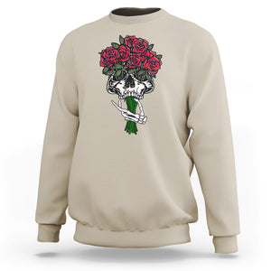 Skeleton Hand Red Rose Flowers Skull Sweatshirt TS09 Sand Printyourwear