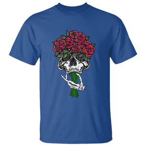 Skeleton Hand Red Rose Flowers Skull T Shirt TS09 Royal Blue Printyourwear