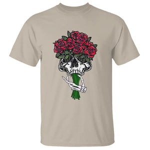 Skeleton Hand Red Rose Flowers Skull T Shirt TS09 Sand Printyourwear