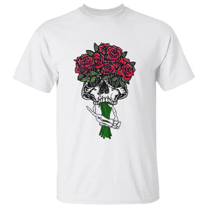 Skeleton Hand Red Rose Flowers Skull T Shirt TS09 White Printyourwear