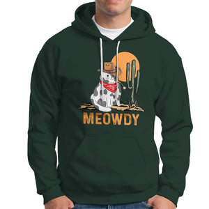 Meowdy Cat Cow Funny Howdy Meme Western Cowboy Hoodie TS09 Dark Forest Green Printyourwear