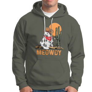 Meowdy Cat Cow Funny Howdy Meme Western Cowboy Hoodie TS09 Military Green Printyourwear