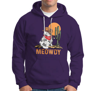 Meowdy Cat Cow Funny Howdy Meme Western Cowboy Hoodie TS09 Purple Printyourwear