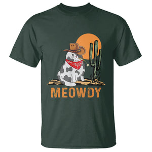 Meowdy Cat Cow Funny Howdy Meme Western Cowboy T Shirt TS09 Dark Forest Green Printyourwear