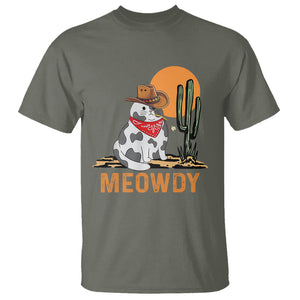 Meowdy Cat Cow Funny Howdy Meme Western Cowboy T Shirt TS09 Military Green Printyourwear