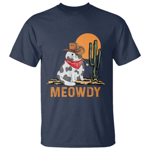 Meowdy Cat Cow Funny Howdy Meme Western Cowboy T Shirt TS09 Navy Printyourwear