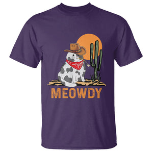 Meowdy Cat Cow Funny Howdy Meme Western Cowboy T Shirt TS09 Purple Printyourwear