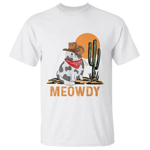 Meowdy Cat Cow Funny Howdy Meme Western Cowboy T Shirt TS09 White Printyourwear