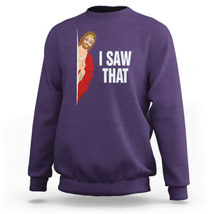 Funny Jesus Meme I Saw That Christian Sweatshirt TS09 Purple Printyourwear