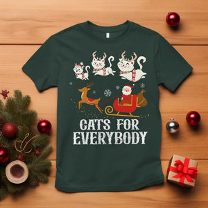 Christmas T Shirt Cats For Everybody Santa Cat Reindeer Xmas TS09 Dark Forest Green Print Your Wear