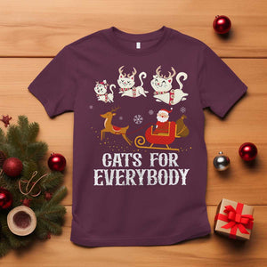 Christmas T Shirt Cats For Everybody Santa Cat Reindeer Xmas TS09 Maroon Print Your Wear