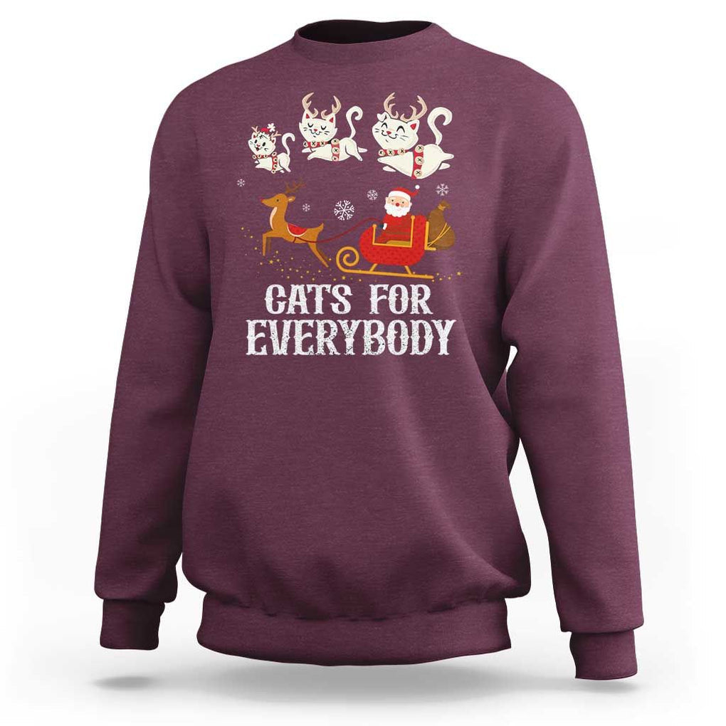 Christmas Sweatshirt Cats For Everybody Santa Cat Reindeer Xmas TS09 Maroon Print Your Wear