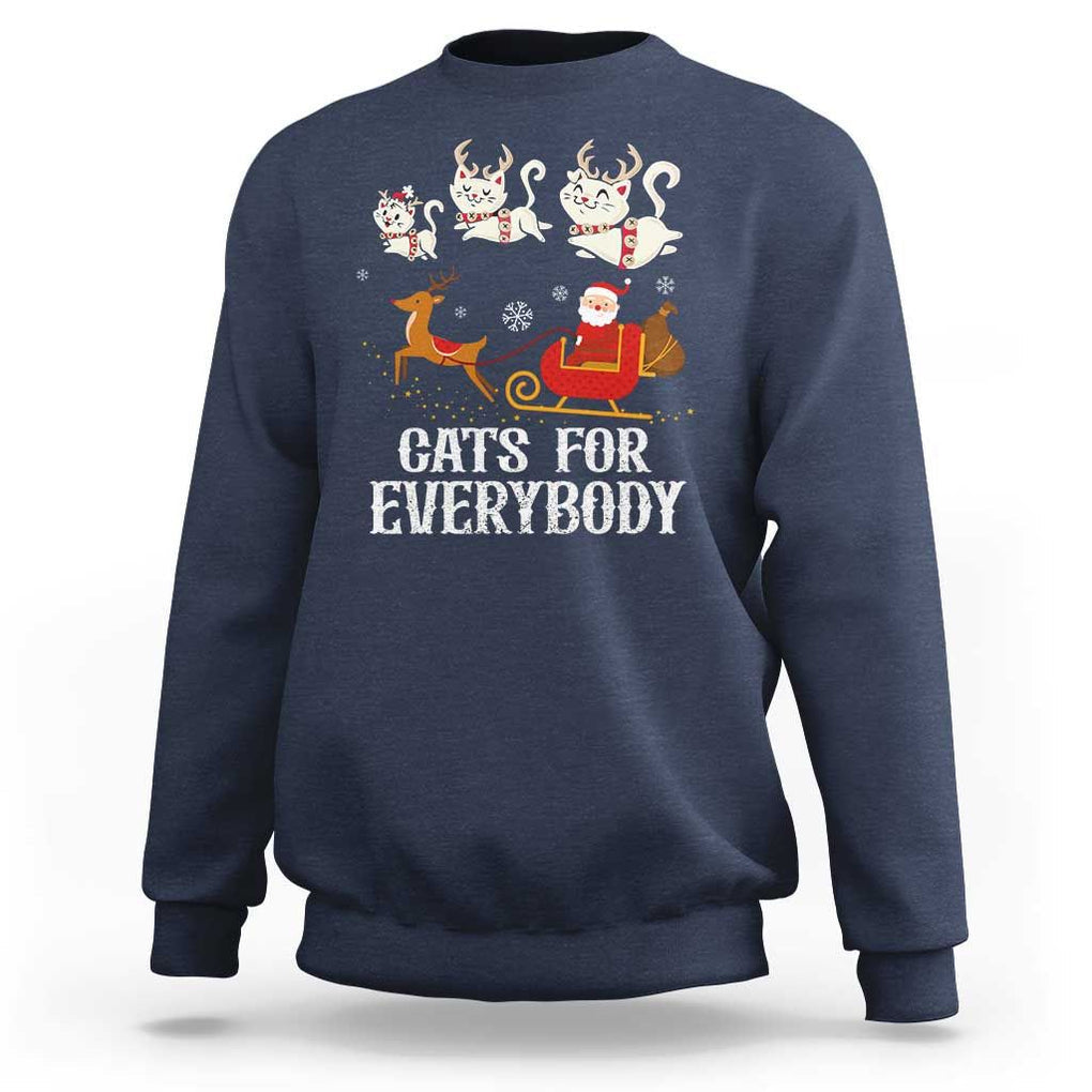 Christmas Sweatshirt Cats For Everybody Santa Cat Reindeer Xmas TS09 Navy Print Your Wear