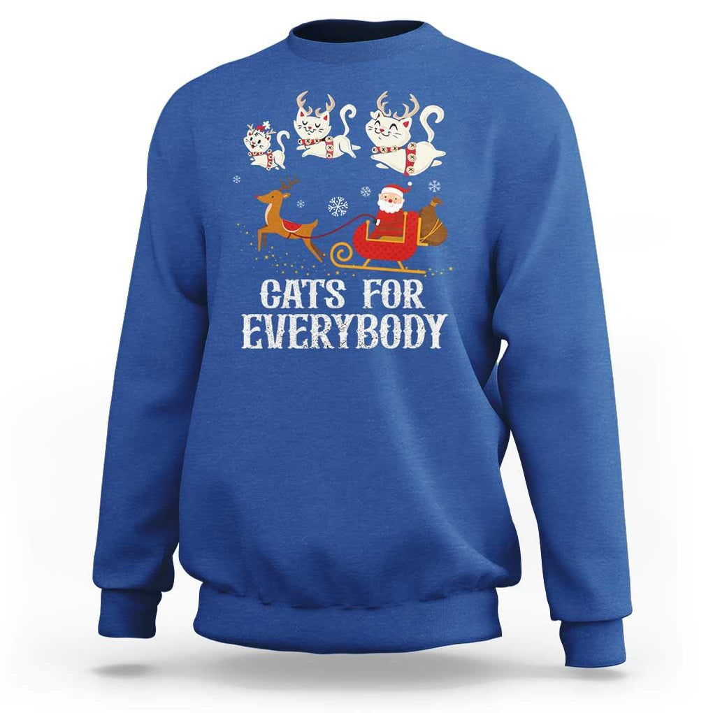 Christmas Sweatshirt Cats For Everybody Santa Cat Reindeer Xmas TS09 Royal Blue Print Your Wear