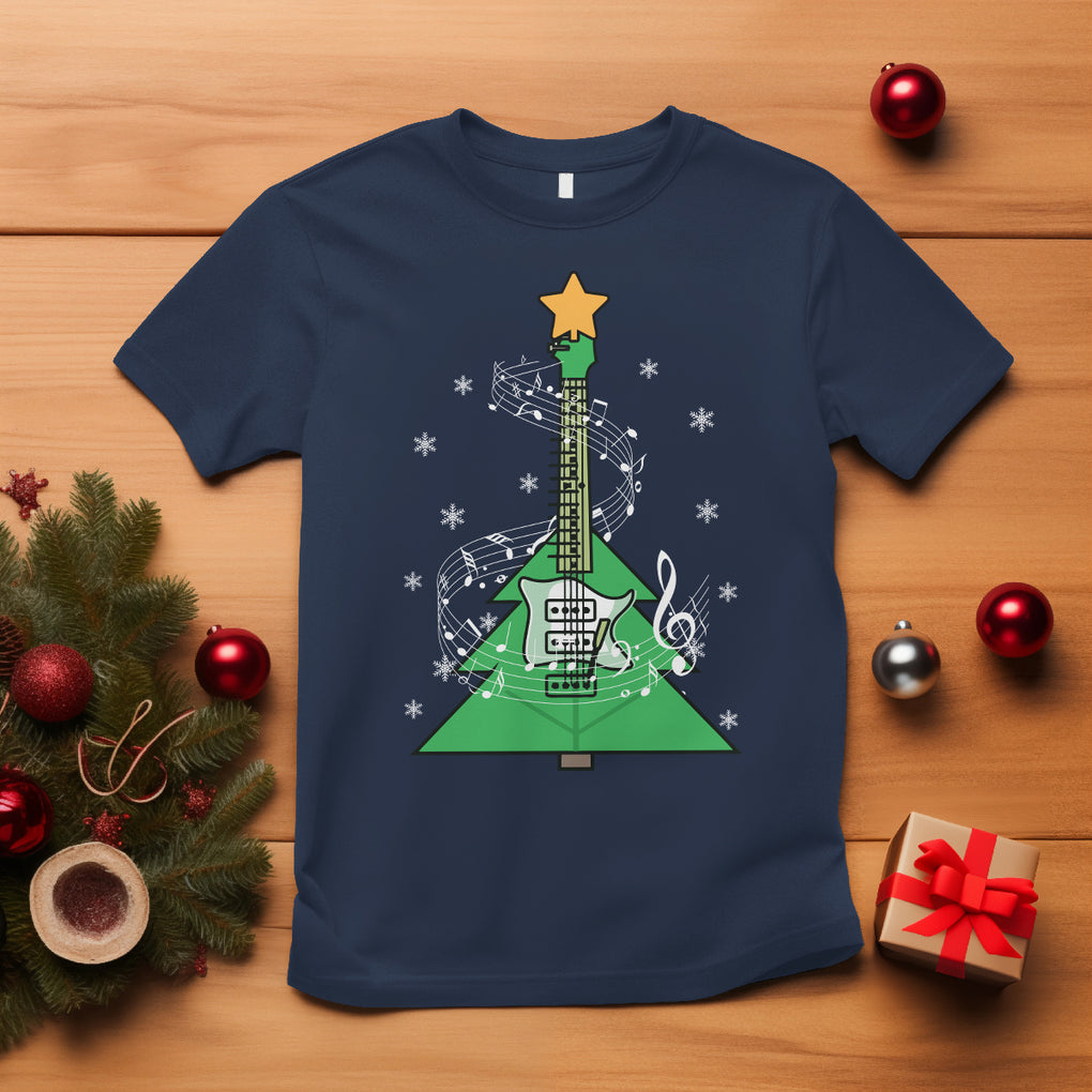 Rockin' Christmas Tree For Guitarist Music Lover T Shirt TS09 Navy Printyourwear