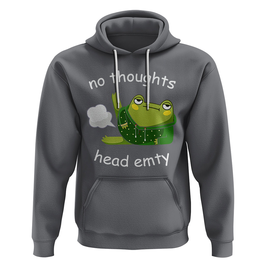No Thoughts Head Empty Cute Frog Meme Blasting Fart Hoodie TS09 Charcoal Printyourwear