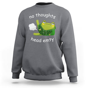 No Thoughts Head Empty Cute Frog Meme Blasting Fart Sweatshirt TS09 Charcoal Printyourwear