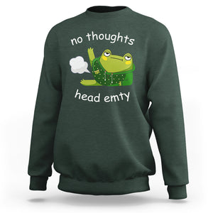 No Thoughts Head Empty Cute Frog Meme Blasting Fart Sweatshirt TS09 Dark Forest Green Printyourwear