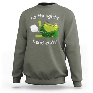 No Thoughts Head Empty Cute Frog Meme Blasting Fart Sweatshirt TS09 Military Green Printyourwear