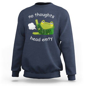 No Thoughts Head Empty Cute Frog Meme Blasting Fart Sweatshirt TS09 Navy Printyourwear