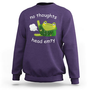 No Thoughts Head Empty Cute Frog Meme Blasting Fart Sweatshirt TS09 Purple Printyourwear