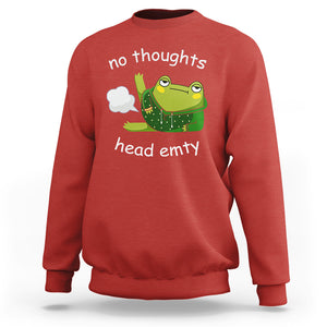 No Thoughts Head Empty Cute Frog Meme Blasting Fart Sweatshirt TS09 Red Printyourwear